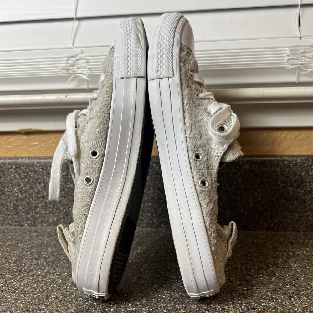 Converse All Star Slip On Light Gray Lace Canvas Shoes Womens Sz 9 Stretch Back - Picture 6 of 11